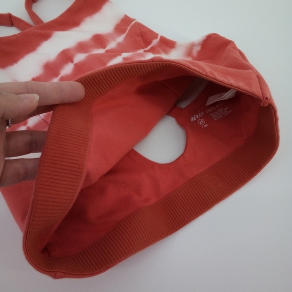 Aerie Chill Play Move Cotton Blend XS Orange Tie Dye Sports Bra Top - Picture 8 of 9